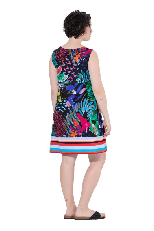Striped Hem Sleeveless Jersey Dress