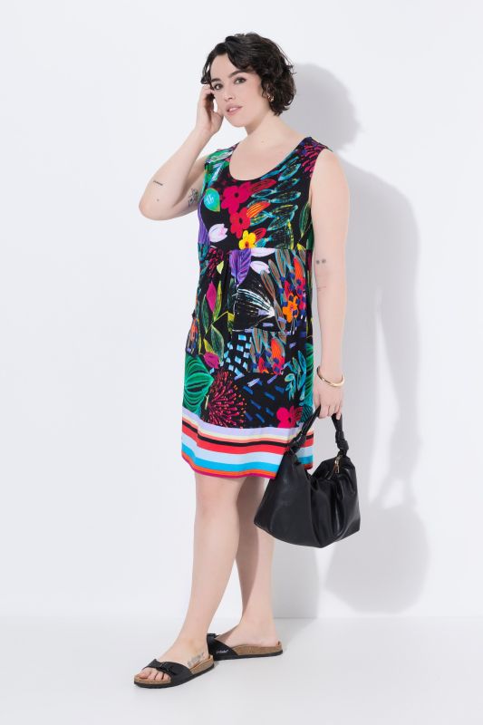 Striped Hem Sleeveless Jersey Dress