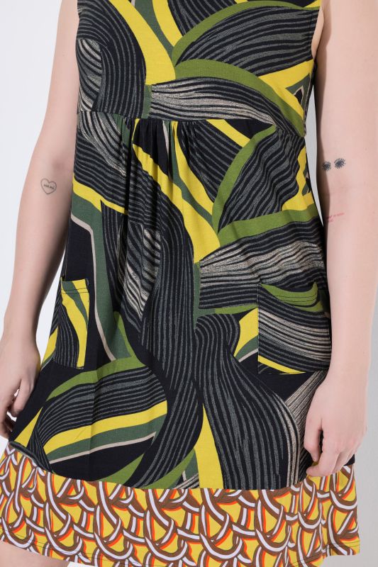 Striped Hem Sleeveless Jersey Dress