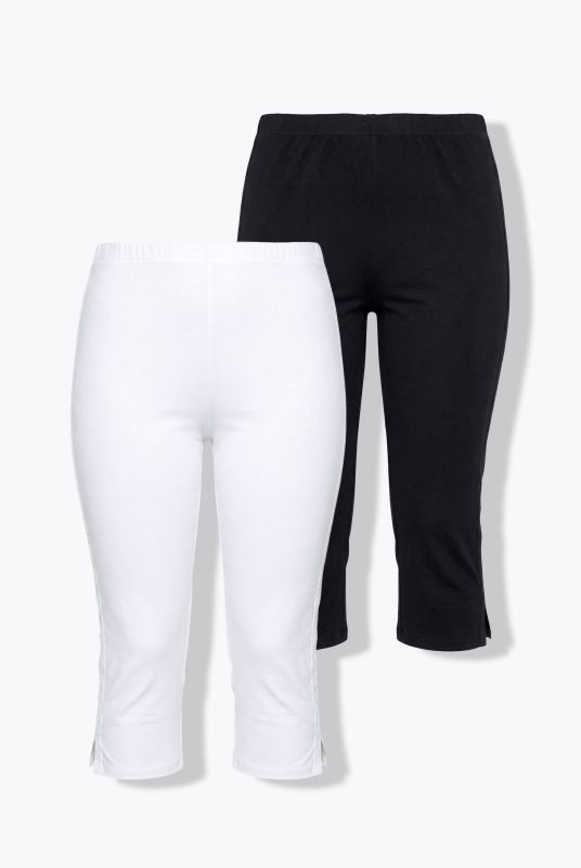 2 Pack Eco Cotton Lace Stripe Capri Leggings