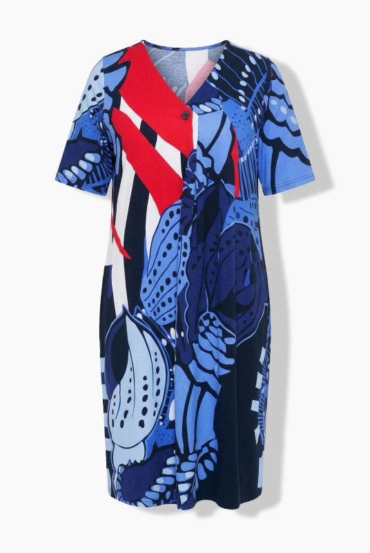 Allover Print Short Sleeve Pocket Dress