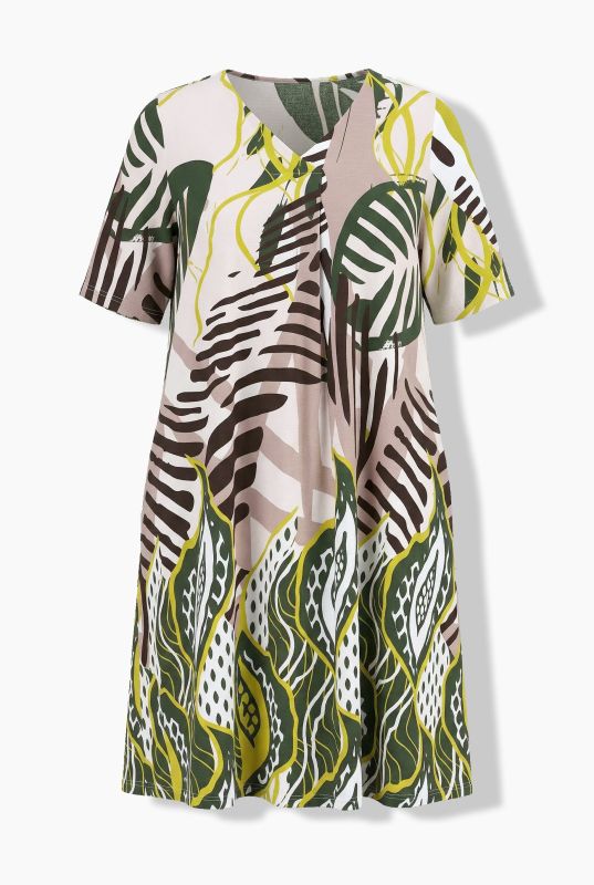 Allover Print Short Sleeve Pocket Dress