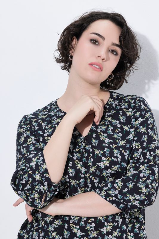 Soft Floral Modal Split Neck Blouse