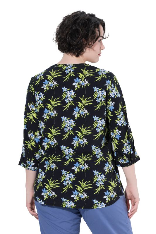 Printed Split Neck Short Sleeve Blouse