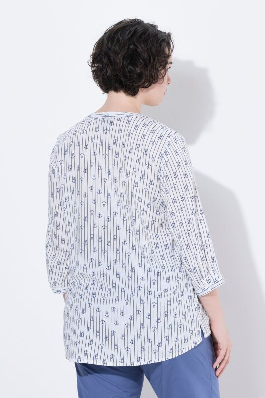 Printed Split Neck Short Sleeve Blouse