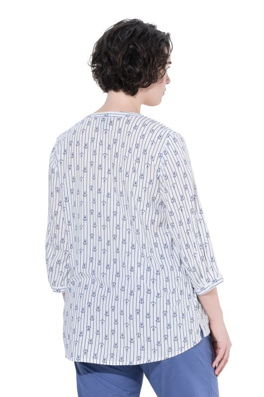 Printed Split Neck Short Sleeve Blouse
