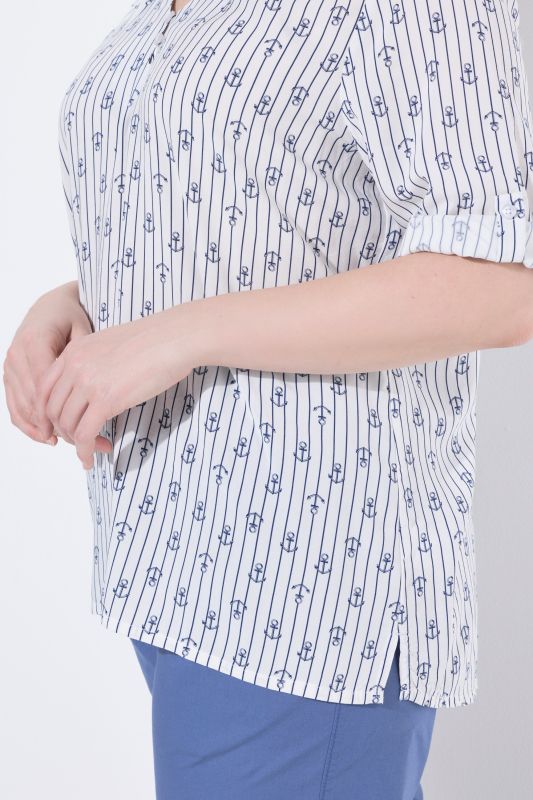 Printed Split Neck Short Sleeve Blouse