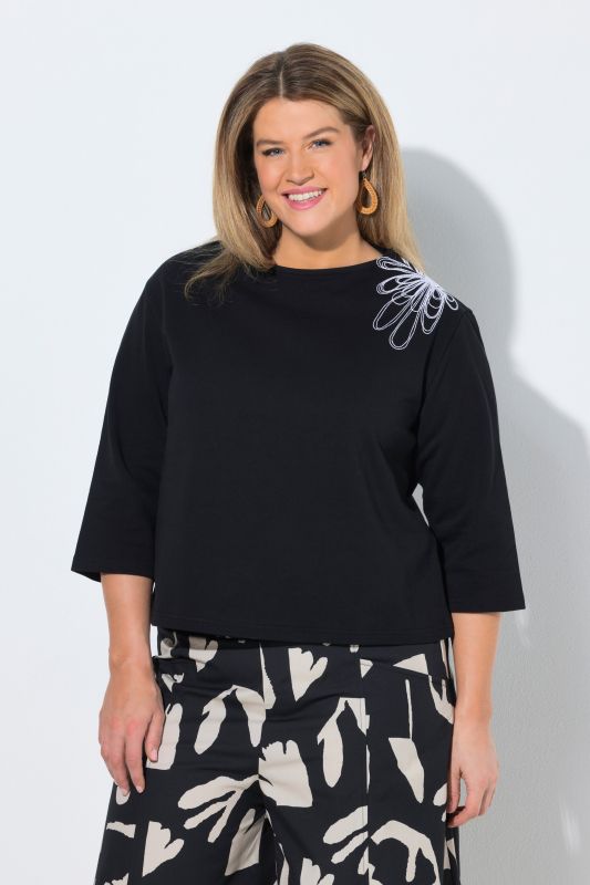 Eco Cotton Embroidered 3/4 Sleeve Sweatshirt