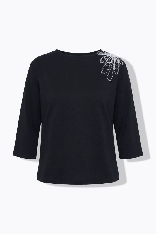 Eco Cotton Embroidered 3/4 Sleeve Sweatshirt
