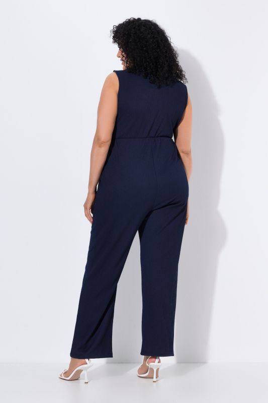 Wrap-Look Wide Leg Tie-Belt Jumpsuit