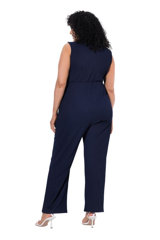 Wrap-Look Wide Leg Tie-Belt Jumpsuit