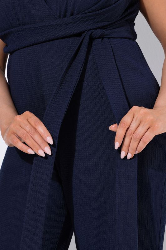 Wrap-Look Wide Leg Tie-Belt Jumpsuit