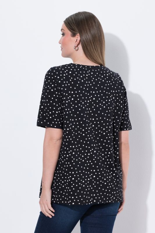 Polka Dot 2-Button Short Sleeve Tee