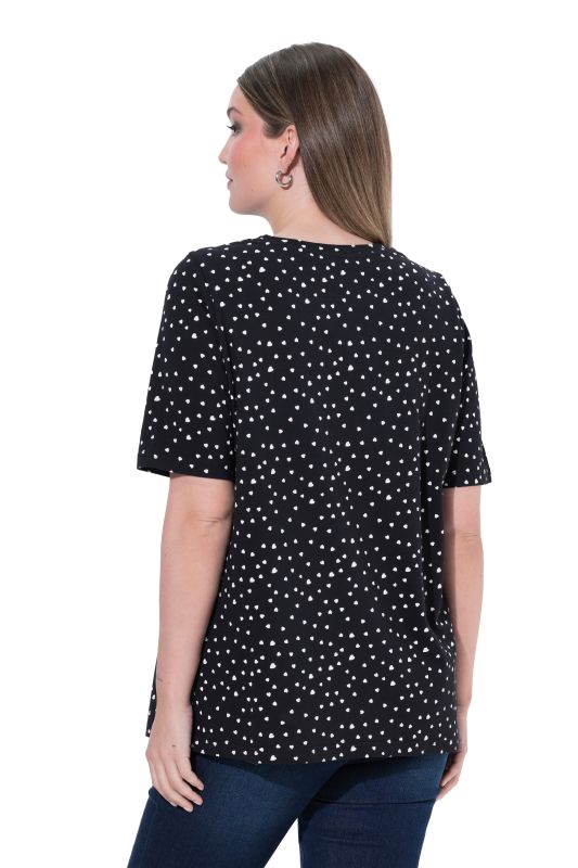 Polka Dot 2-Button Short Sleeve Tee