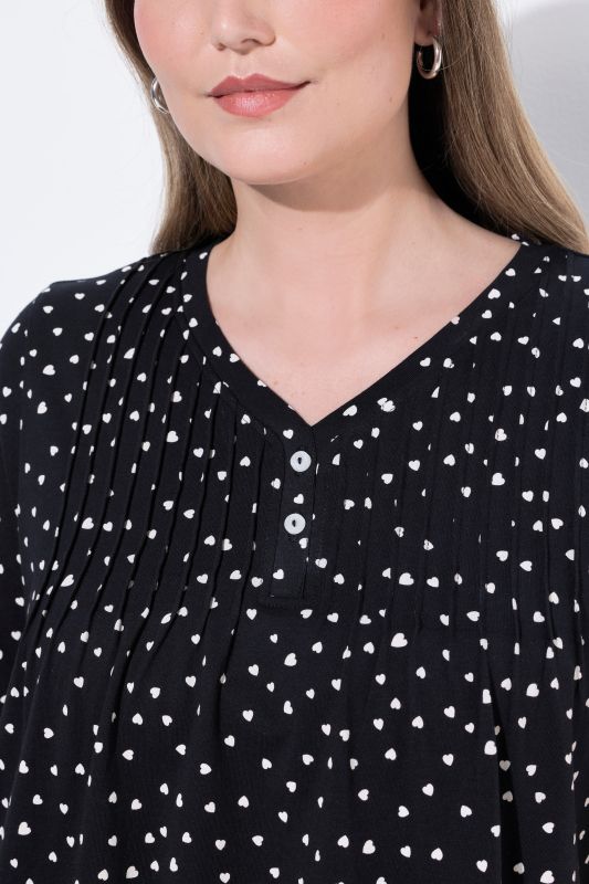 Polka Dot 2-Button Short Sleeve Tee