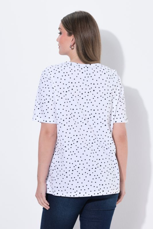 Polka Dot 2-Button Short Sleeve Tee
