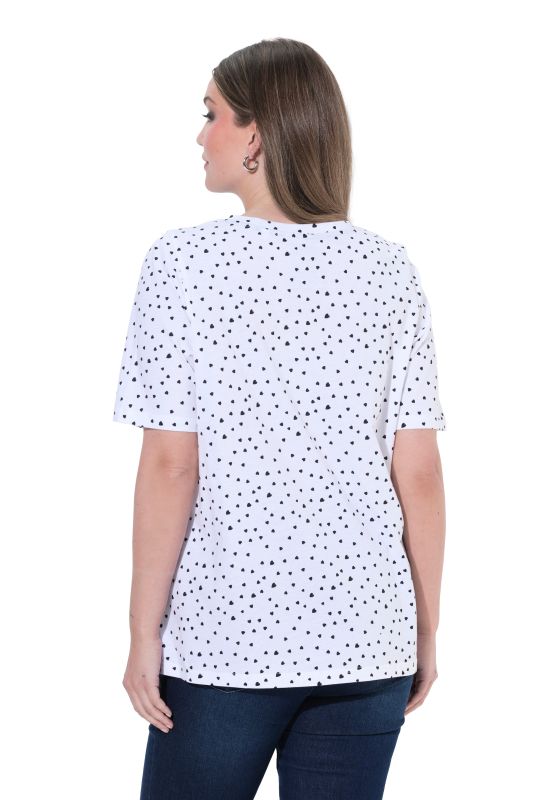 Polka Dot 2-Button Short Sleeve Tee