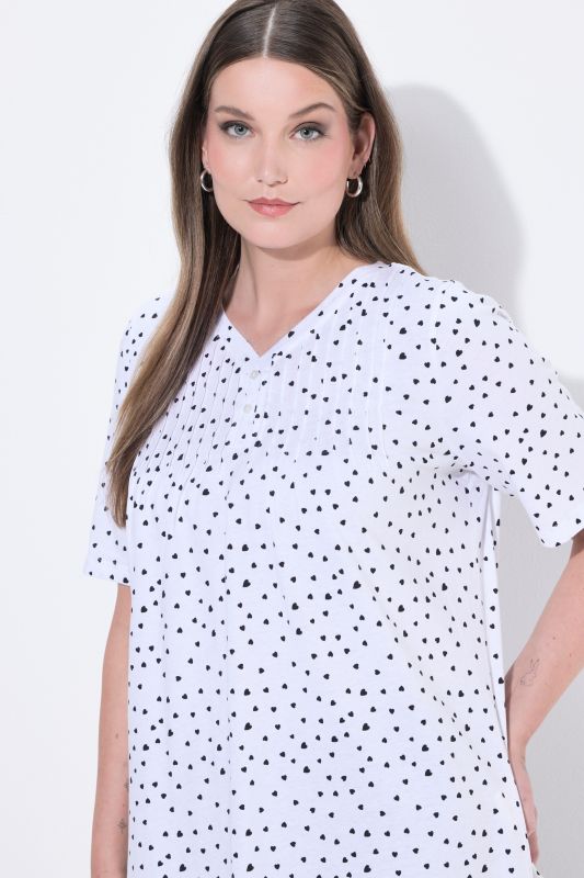 Polka Dot 2-Button Short Sleeve Tee