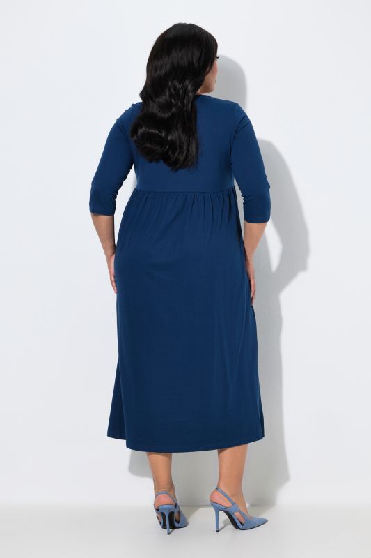 Square Neck Empire Knit A-line Pocket Dress