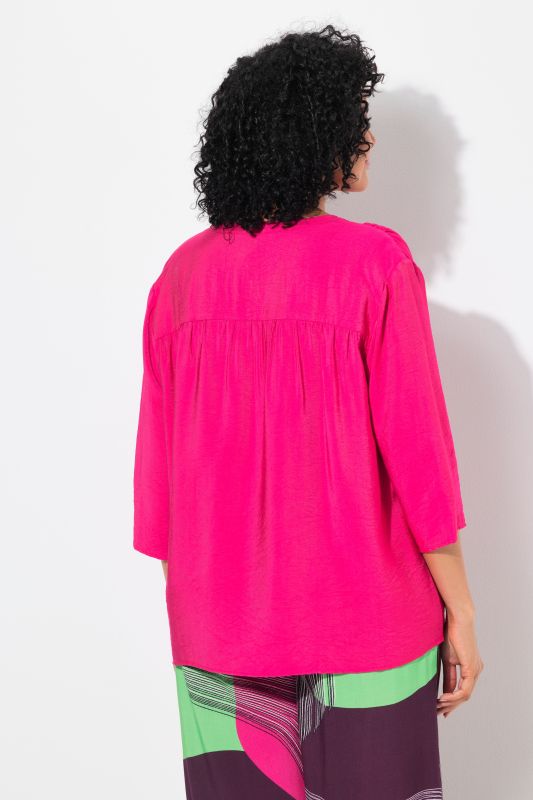 Gathered Shoulder 3/4 Sleeve Tee