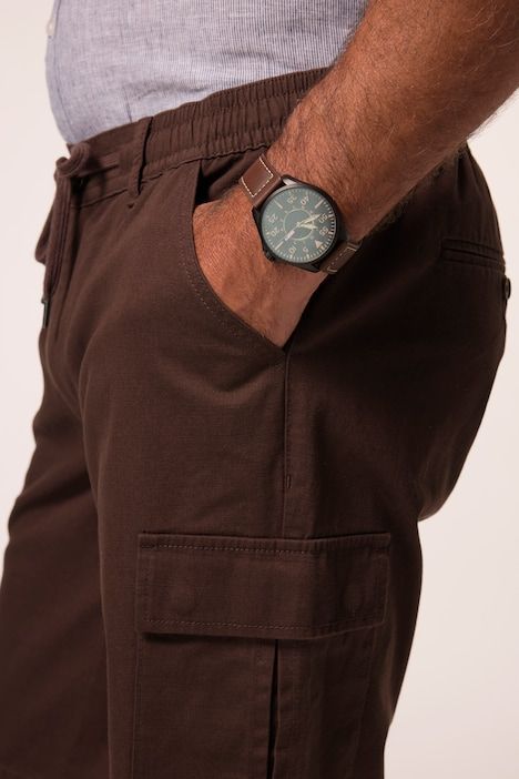 Linen-look Bermuda, cargo pockets, elasticated waist, up to 8 XL