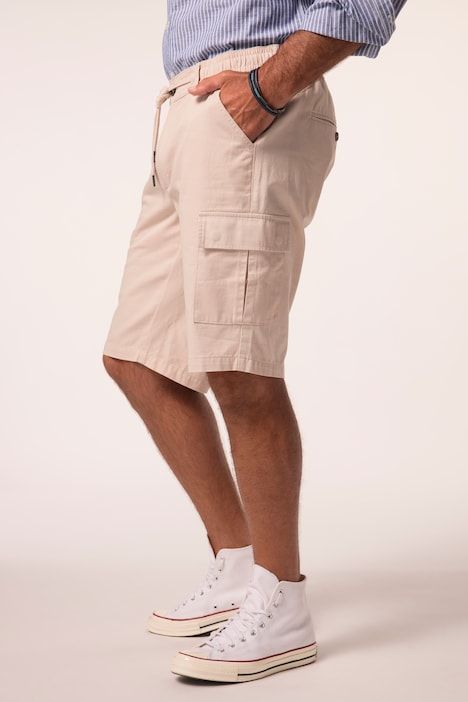 Linen-look Bermuda, cargo pockets, elasticated waist, up to 8 XL