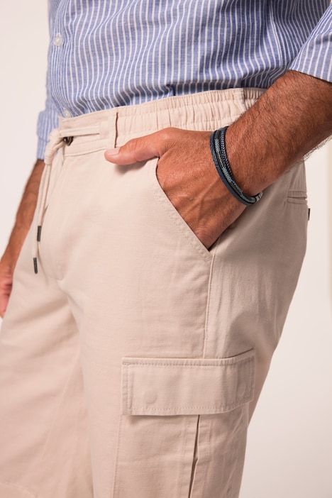 Linen-look Bermuda, cargo pockets, elasticated waist, up to 8 XL