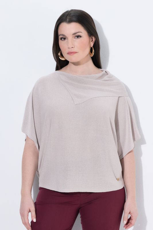 Draped Collar Relaxed Fit Sweater