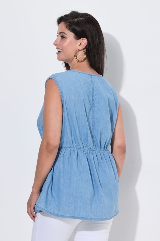 Denim Look Flounce Panel Tank