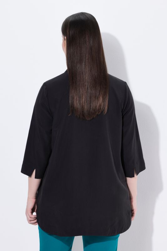 Collared 3/4 Sleeve Lyocell Tunic Blouse