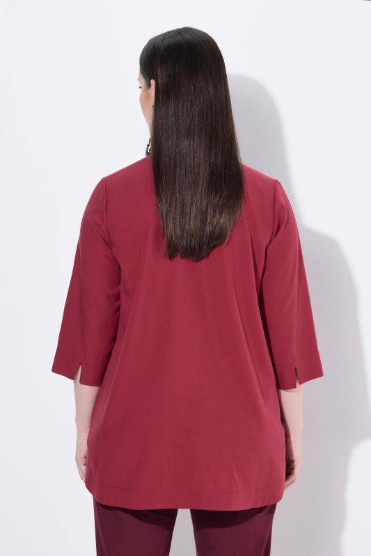 Collared 3/4 Sleeve Lyocell Tunic Blouse