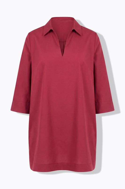 Collared 3/4 Sleeve Lyocell Tunic Blouse