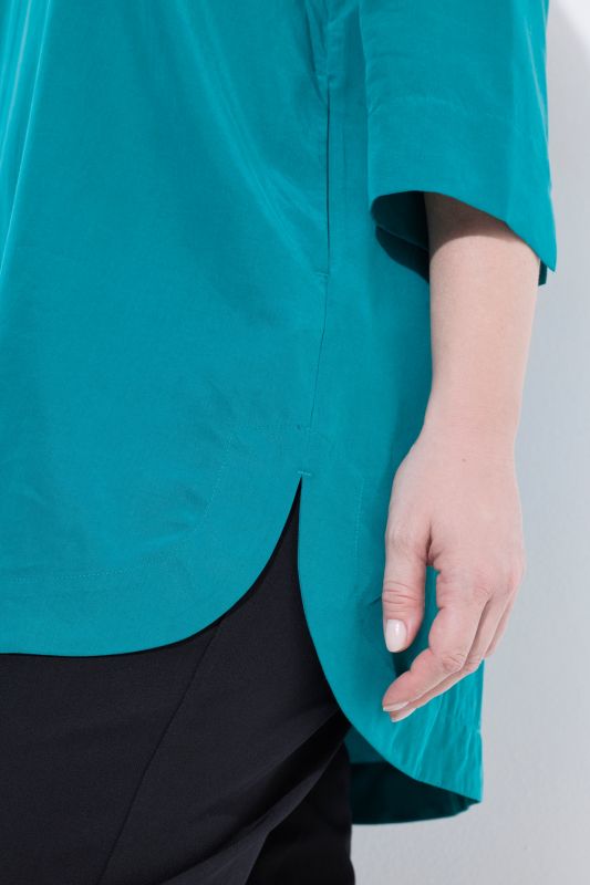 Collared 3/4 Sleeve Lyocell Tunic Blouse