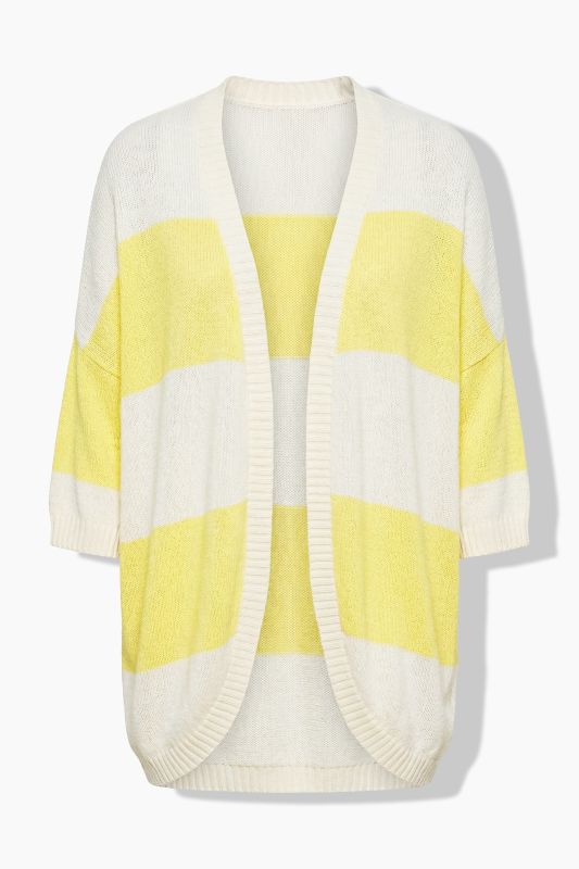 Striped 3/4 Sleeve Egg-Shaped Cardigan