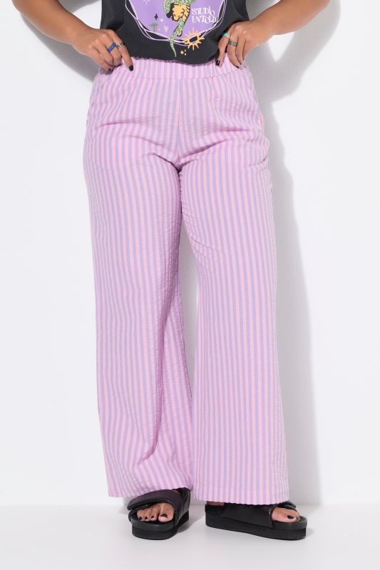 Pastel Seersucker Elastic Waist Pants