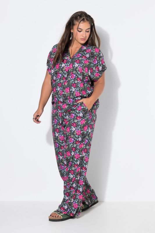 Electric Floral Cap Sleeve Blouse