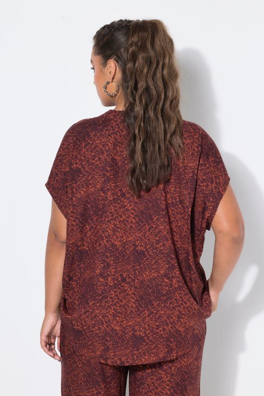 Crocodile Print Cap Sleeve Blouse