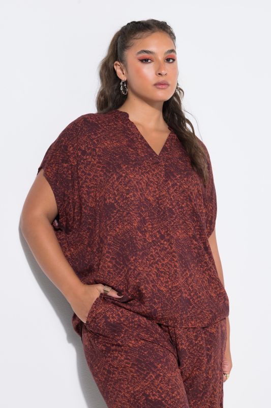 Crocodile Print Cap Sleeve Blouse