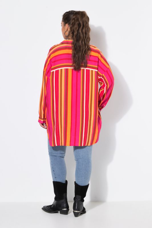 Sunshine Striped Oversized Muslin Tunic Blouse