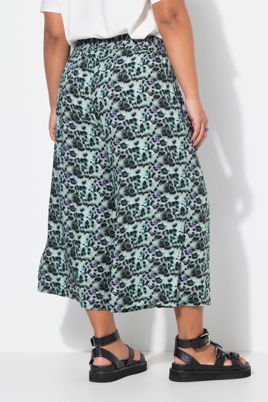 Colorful Leopard Print Elastic Waist Culottes