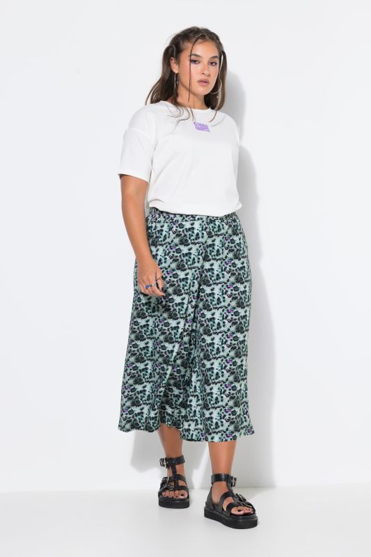 Colorful Leopard Print Elastic Waist Culottes