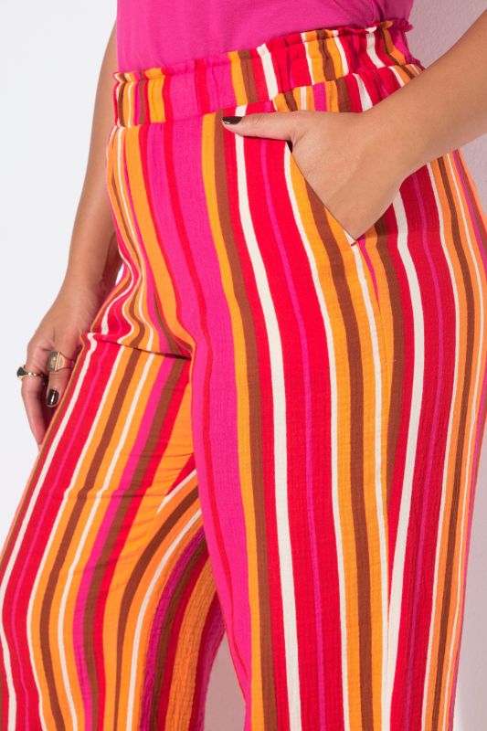 Sunshine Striped Elastic Waist Muslin Pants