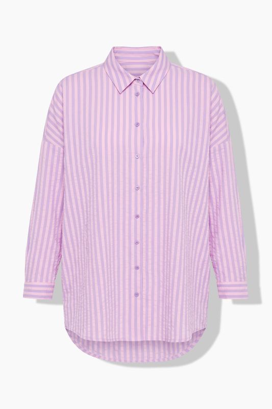Pastel Seersucked Oversized Tunic Blouse