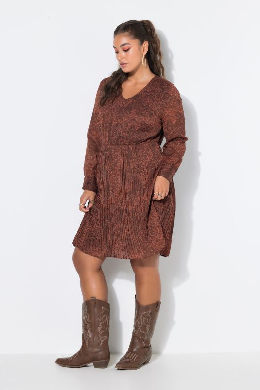 Crocodile Print Pleated Dress