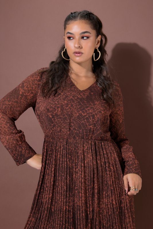Crocodile Print Pleated Dress