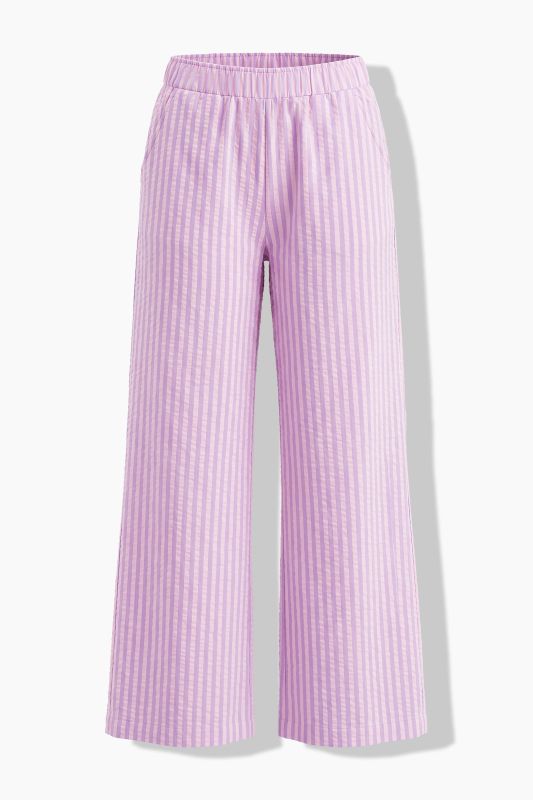 Pastel Seersucker Elastic Waist Pants