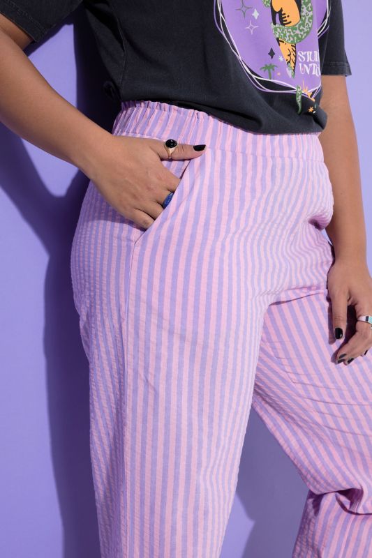 Pastel Seersucker Elastic Waist Pants