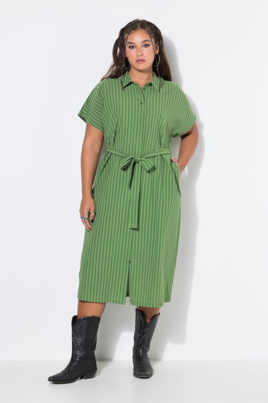 Button-Down Seersucker Pocket Dress