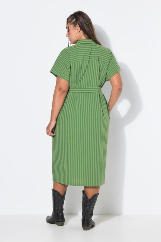 Button-Down Seersucker Pocket Dress