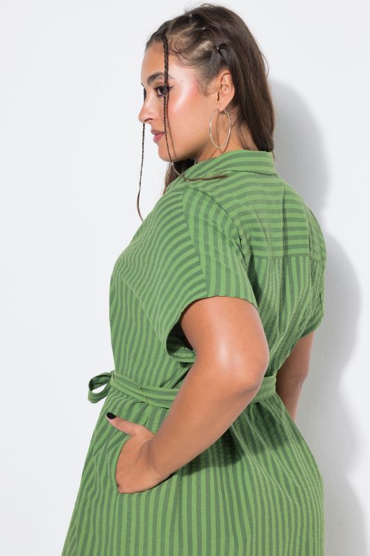 Button-Down Seersucker Pocket Dress
